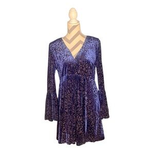Blue Velvet Patterned Dress